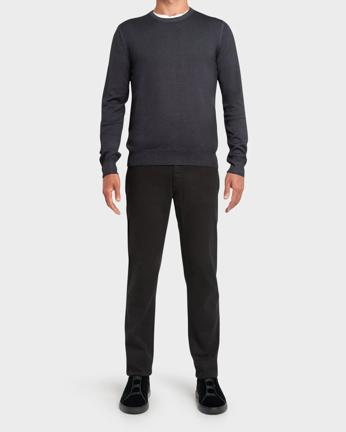 Anthracite Grey Crew Neck Wool Sweater