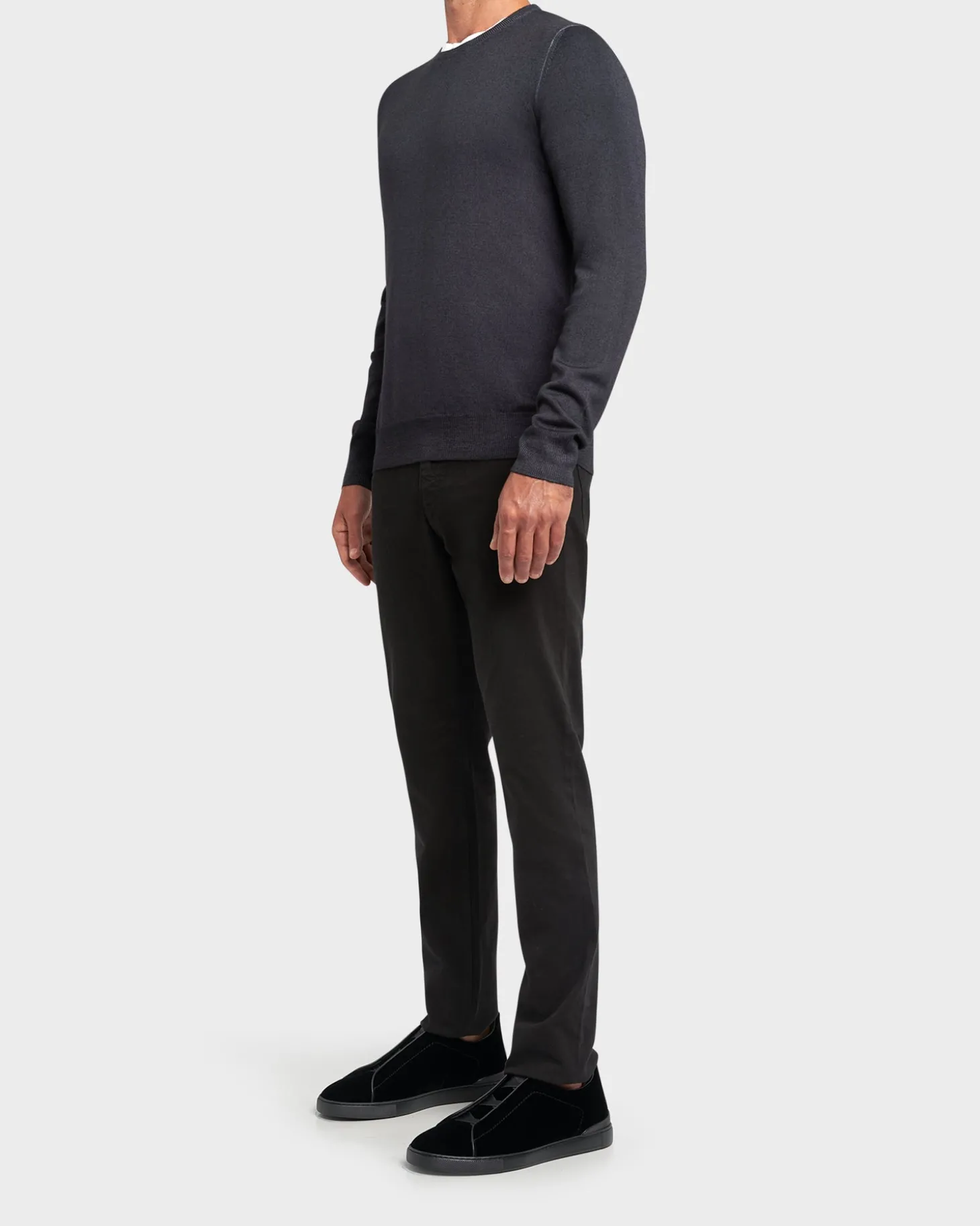 Anthracite Grey Crew Neck Wool Sweater