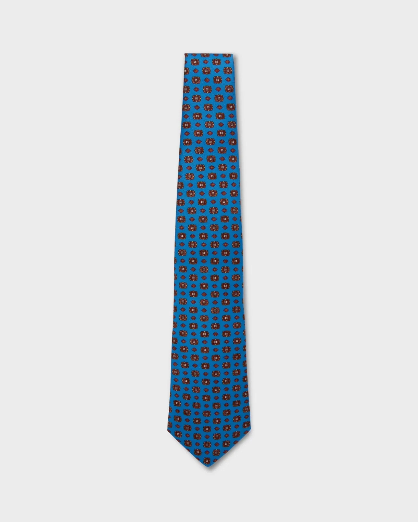 Aqua With Red Orange And Yellow Pattern Silk Tie