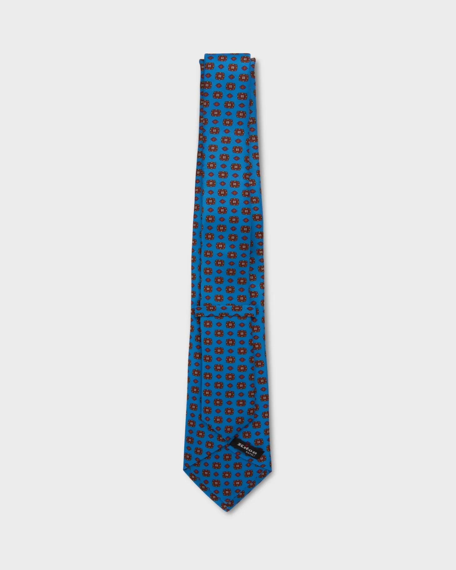 Aqua With Red Orange And Yellow Pattern Silk Tie