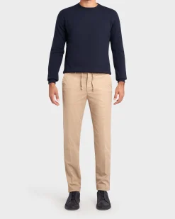 Beige Brushed Cotton Stretch Comfort Chinos