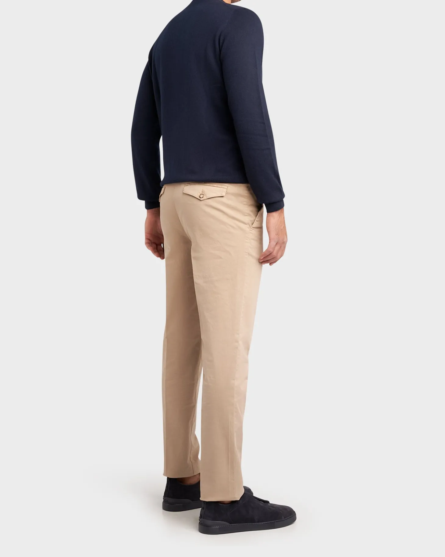 Beige Brushed Cotton Stretch Comfort Chinos