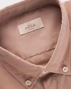Beige Cotton Lyocell Garment Dyed Shirt