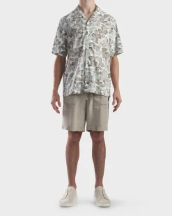 Beige Printed Multicolour Pure Cotton Short Sleeve Shirt