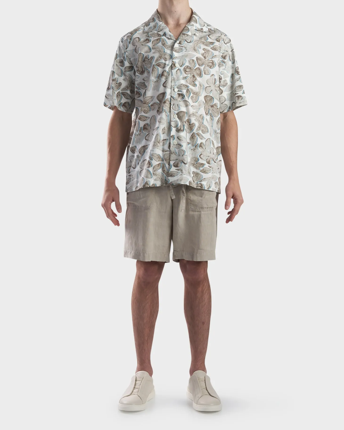 Beige Printed Multicolour Pure Cotton Short Sleeve Shirt