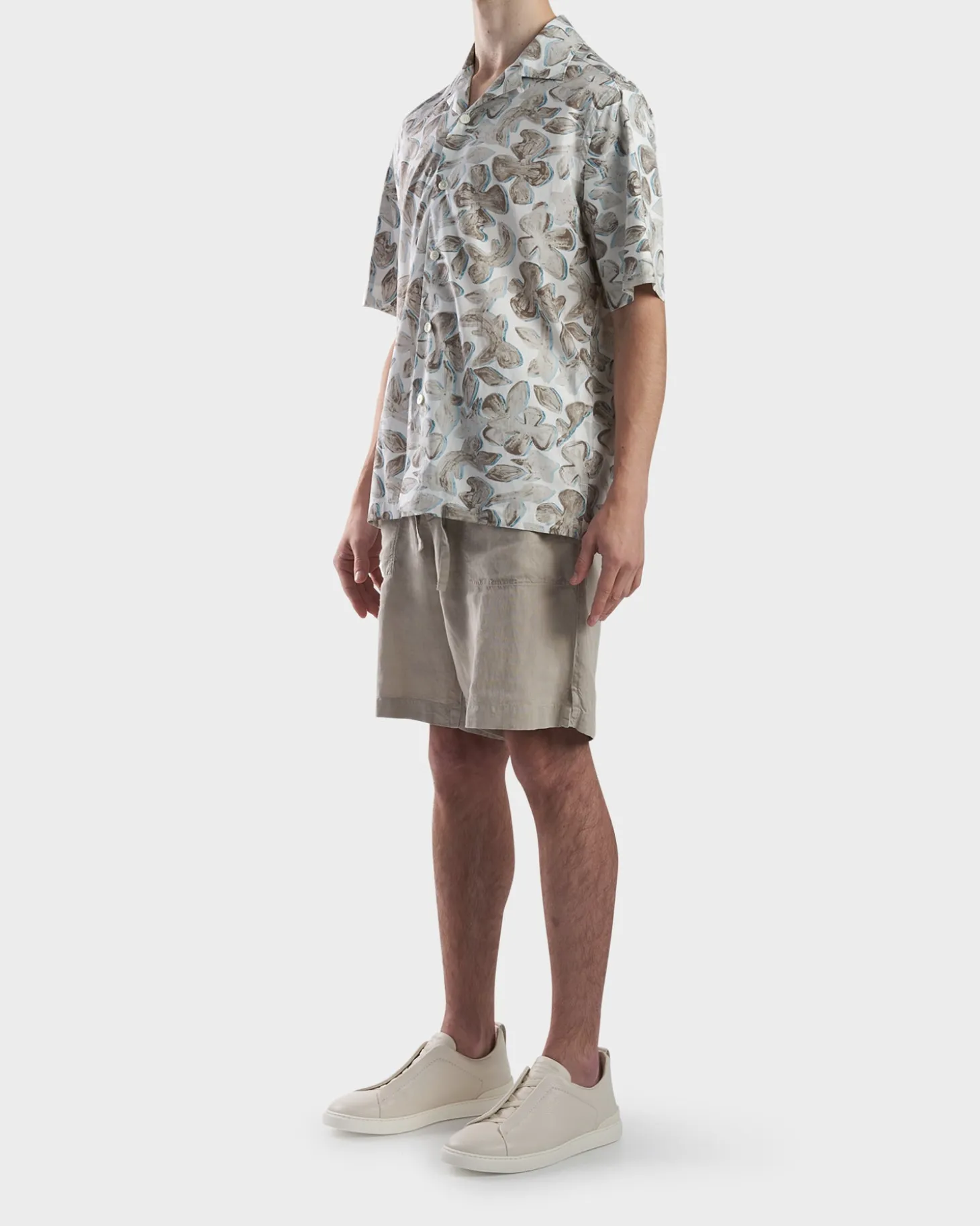 Beige Printed Multicolour Pure Cotton Short Sleeve Shirt