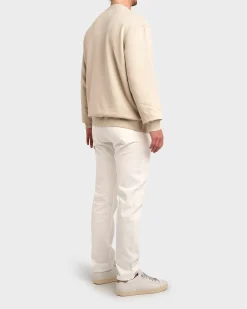 Beige Terry Cotton Crew Neck Sweater