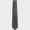 Beige With Navy Pattern Silk Tie
