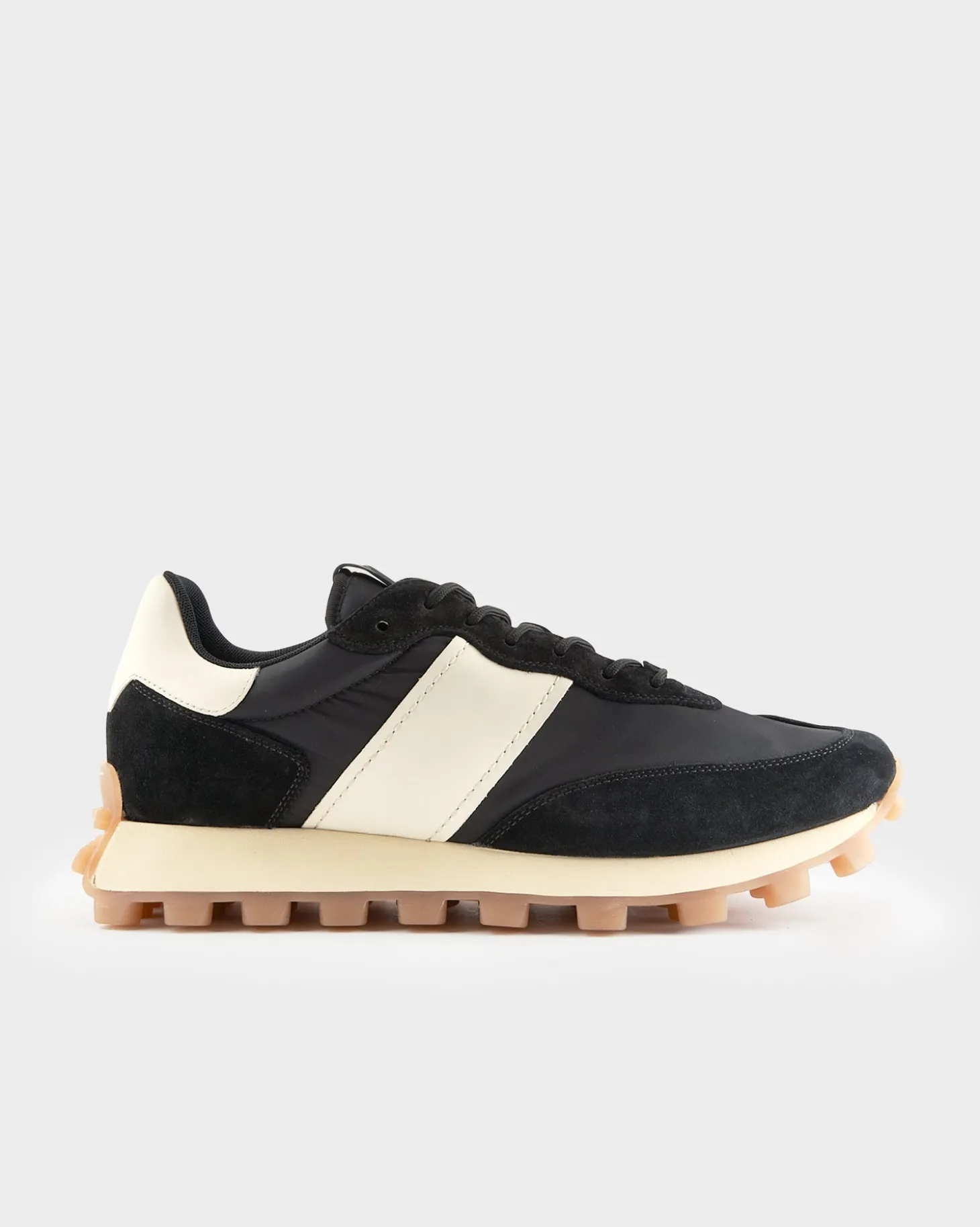 Black And Beige Suede And Fabric 1T Sneakers