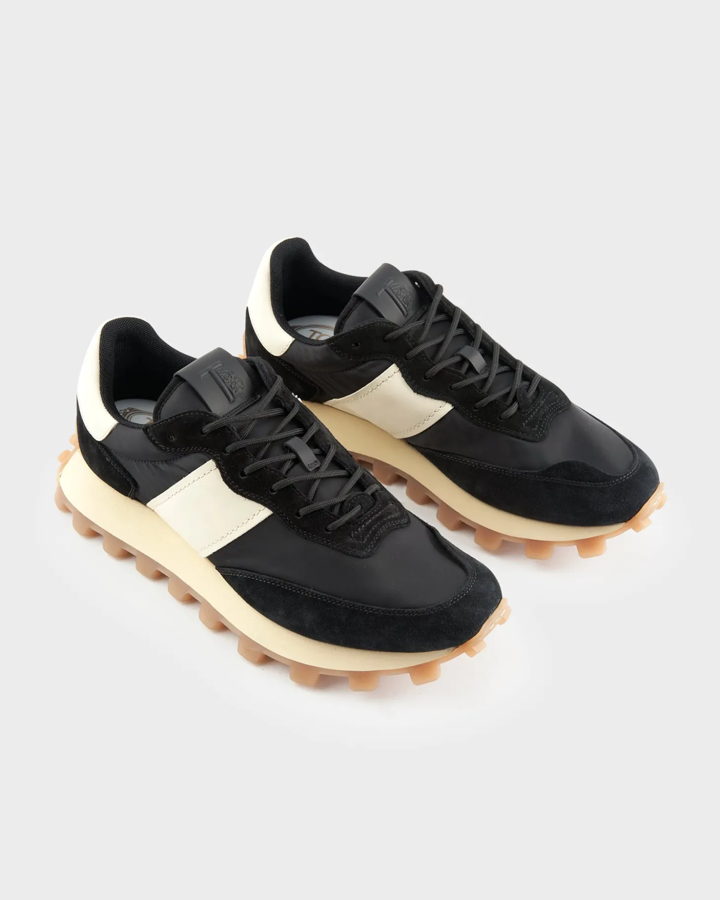 Black And Beige Suede And Fabric 1T Sneakers
