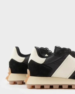 Black And Beige Suede And Fabric 1T Sneakers