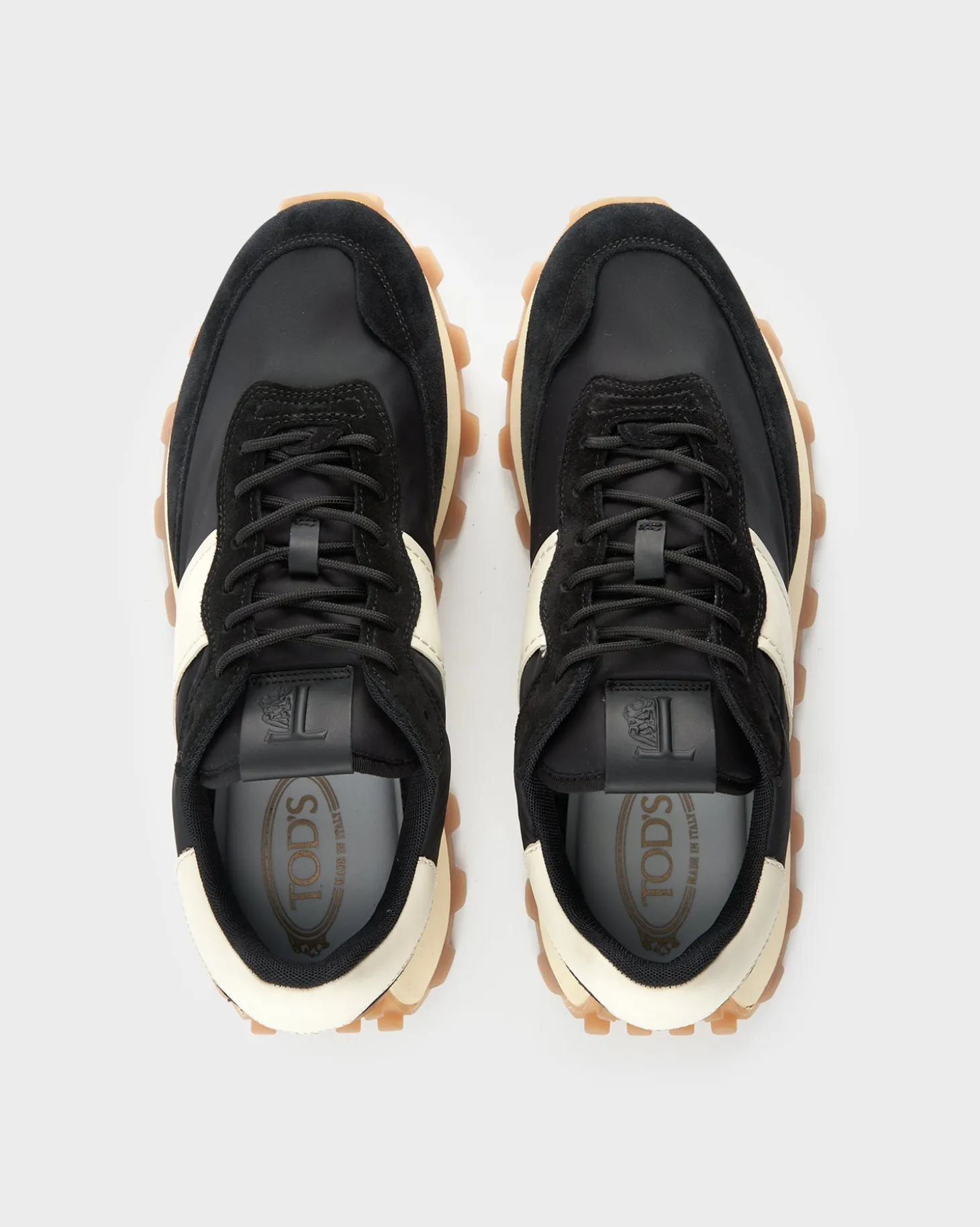 Black And Beige Suede And Fabric 1T Sneakers