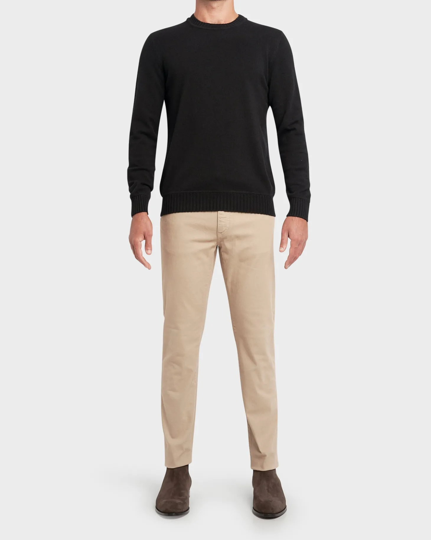 Black Cashmere Blend Crewneck Sweater