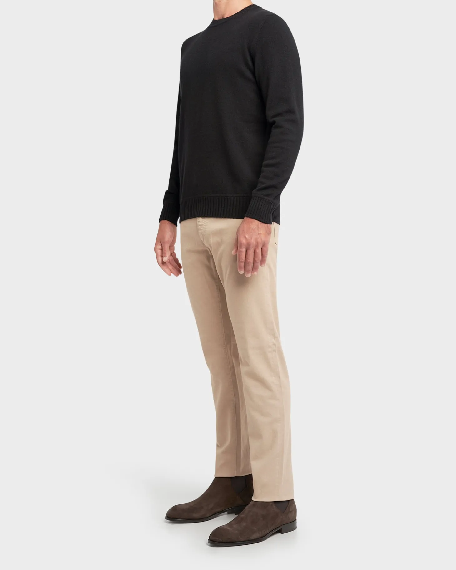 Black Cashmere Blend Crewneck Sweater