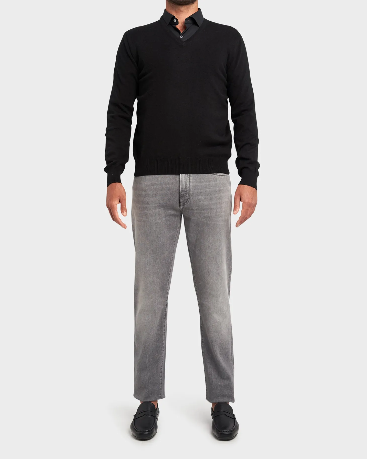Black Cashmere V Neck Sweater