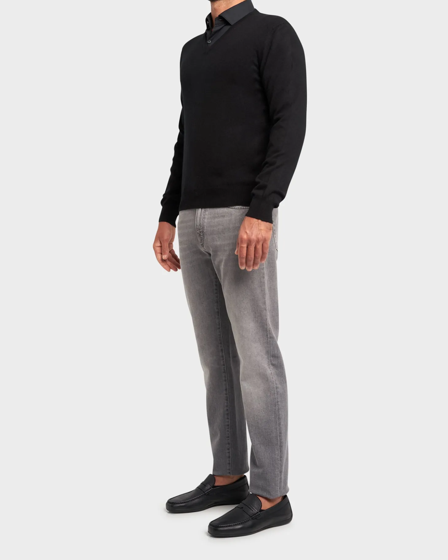 Black Cashmere V Neck Sweater