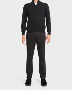 Black Cashmere Zip Sweater