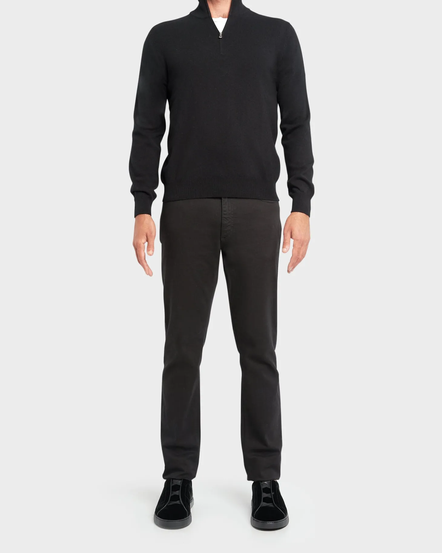 Black Cashmere Zip Sweater