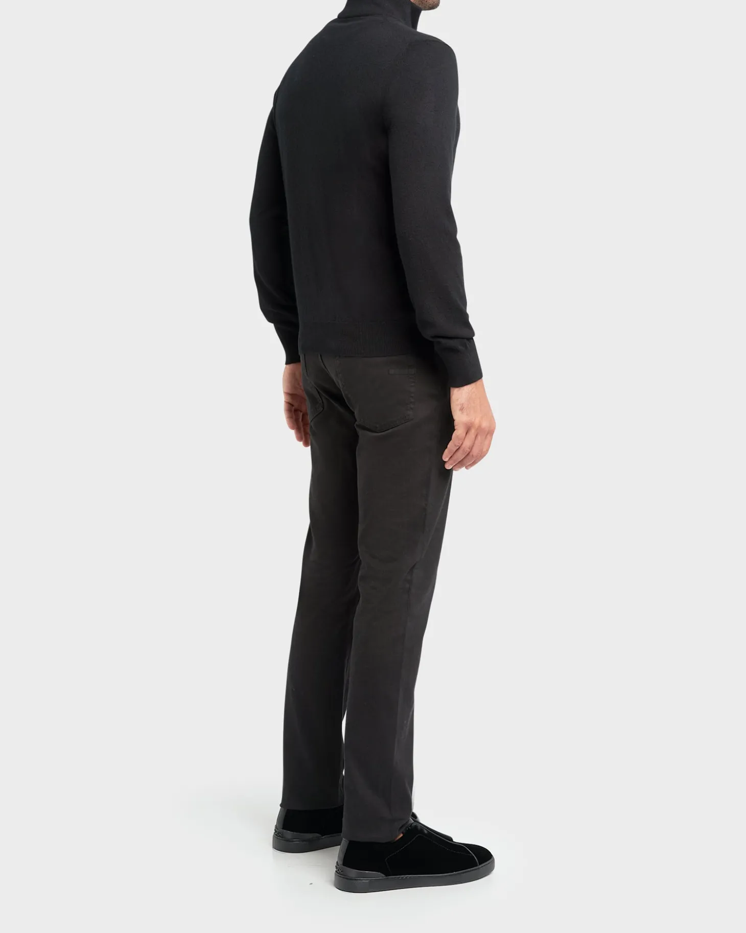Black Cashmere Zip Sweater