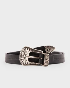 Black Chevron Silver Buckle Belt