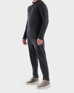 Black Chunky Wool Knit Hoodie
