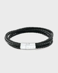 Black Cobra Multi-Strand Leather Bracelet