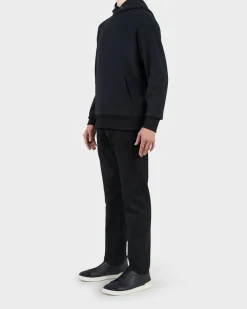 Black Cotton Cashmere Hoodie