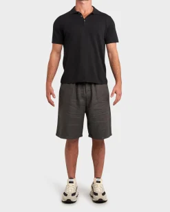 Black Cotton Knit Polo Neck T-Shirt