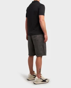Black Cotton Knit Polo Neck T-Shirt