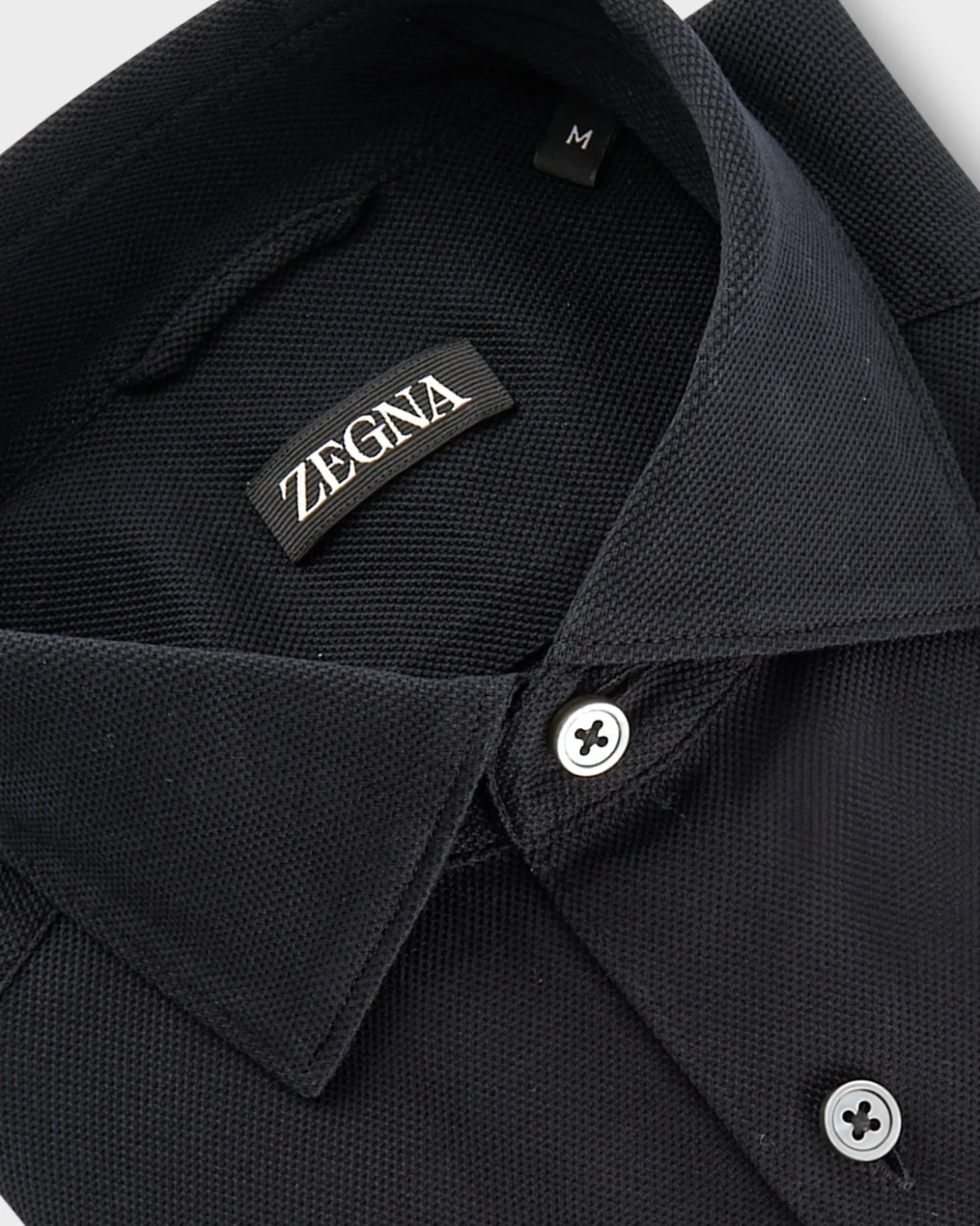 Black Cotton Pique Shirt