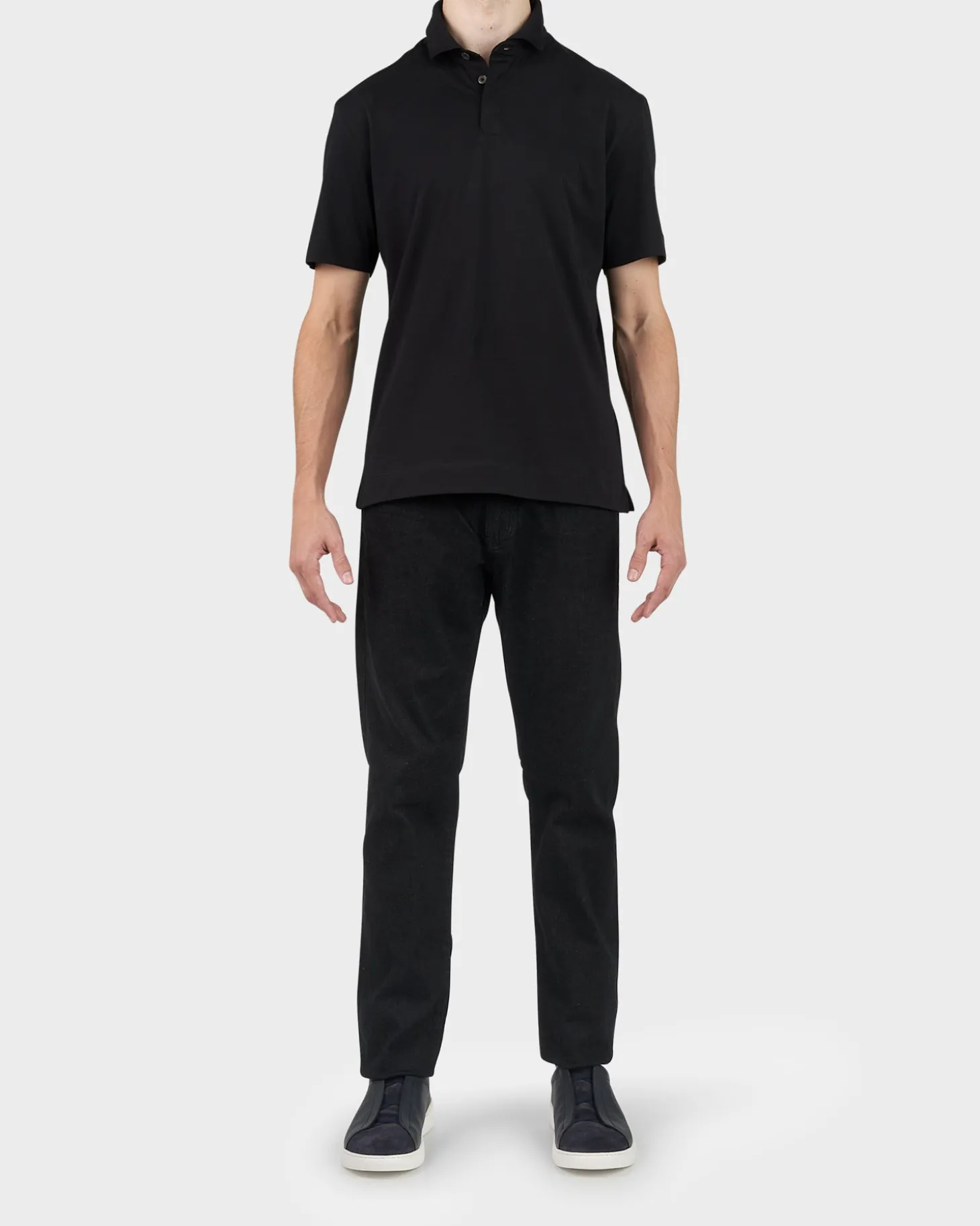 Black Cotton Polo Shirt