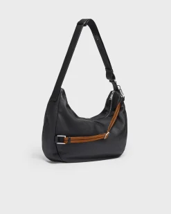 Black Deerskin Panorama Hobo Bag