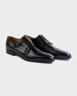 Black Double Monk Calfskin Shoes