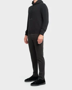 Black Felted Cashmere Hoodie