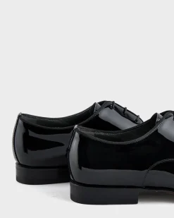 Black Lille Lace Up Patent Shoes