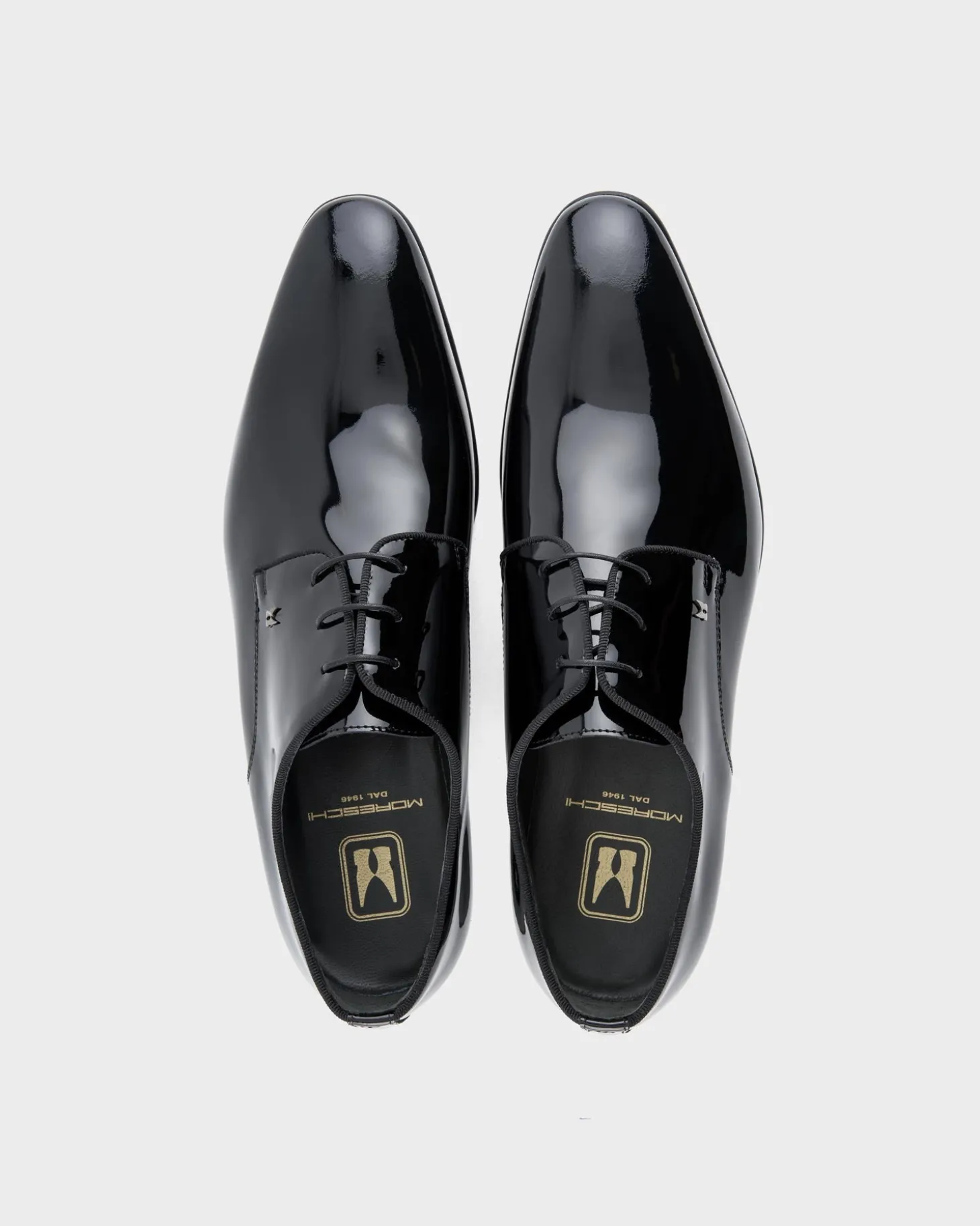 Black Lille Lace Up Patent Shoes