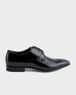 Black Lille Lace Up Patent Shoes