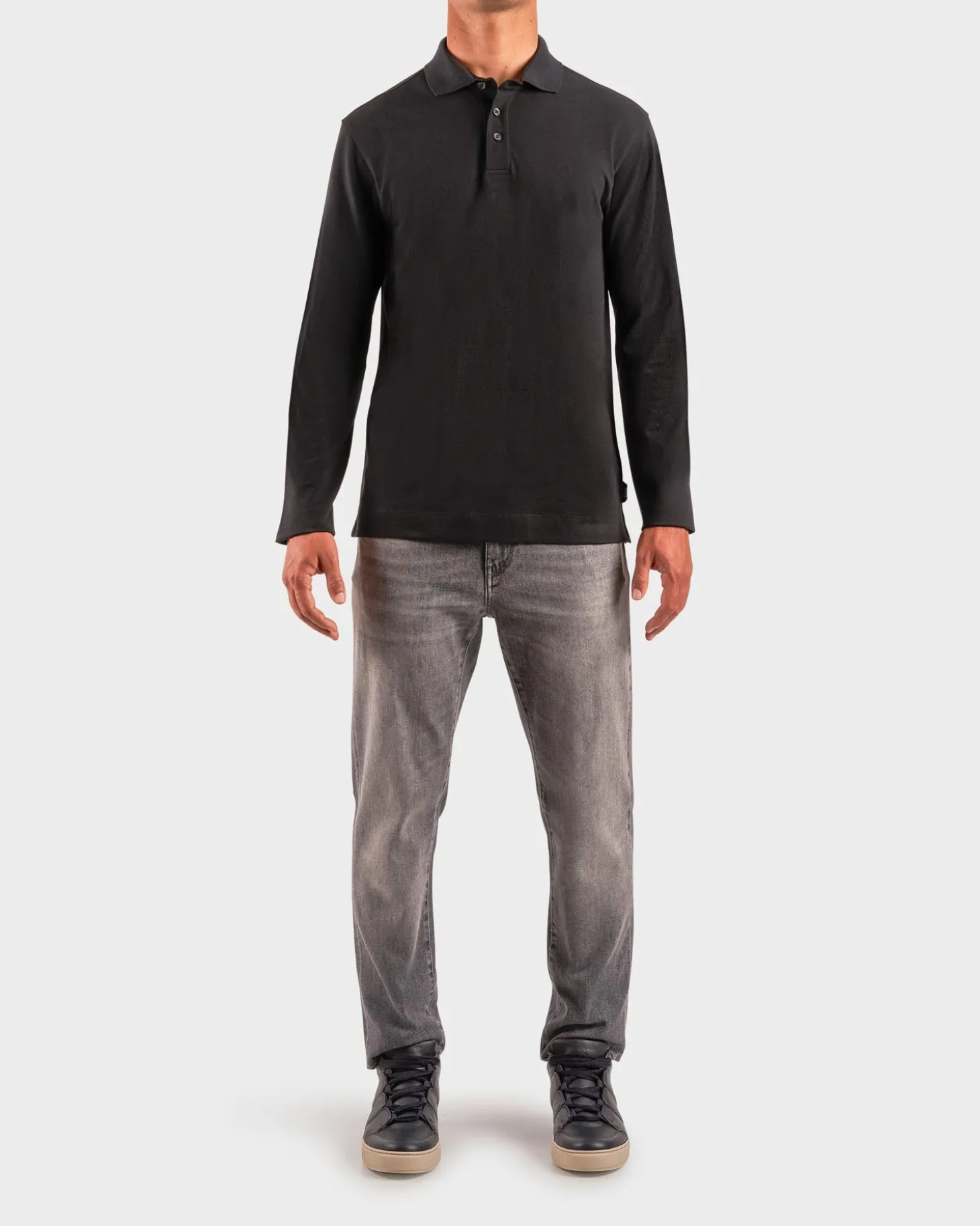 Black Long Sleeve Polo Shirt