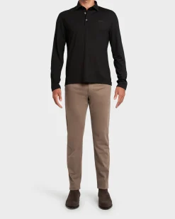 Black Long Sleeve Techmerino Wool Polo Shirt