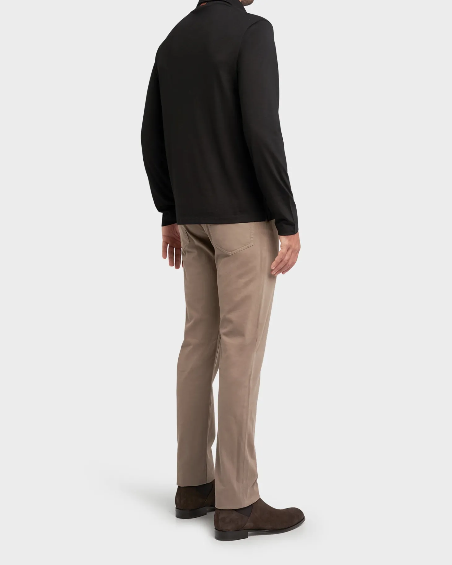 Black Long Sleeve Techmerino Wool Polo Shirt