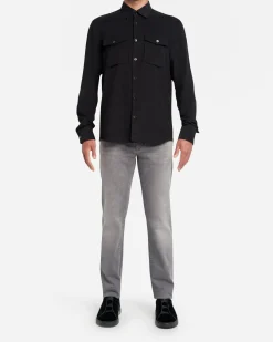 Black Mini Cord Cotton Over Shirt