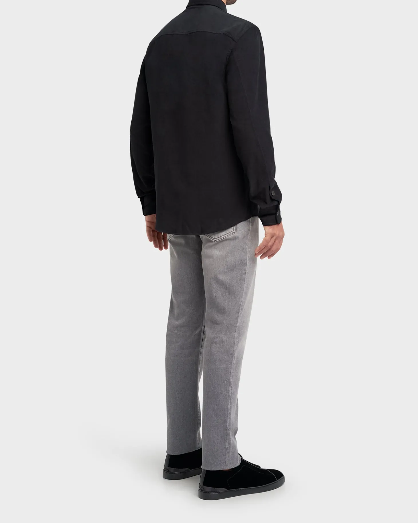 Black Mini Cord Cotton Over Shirt