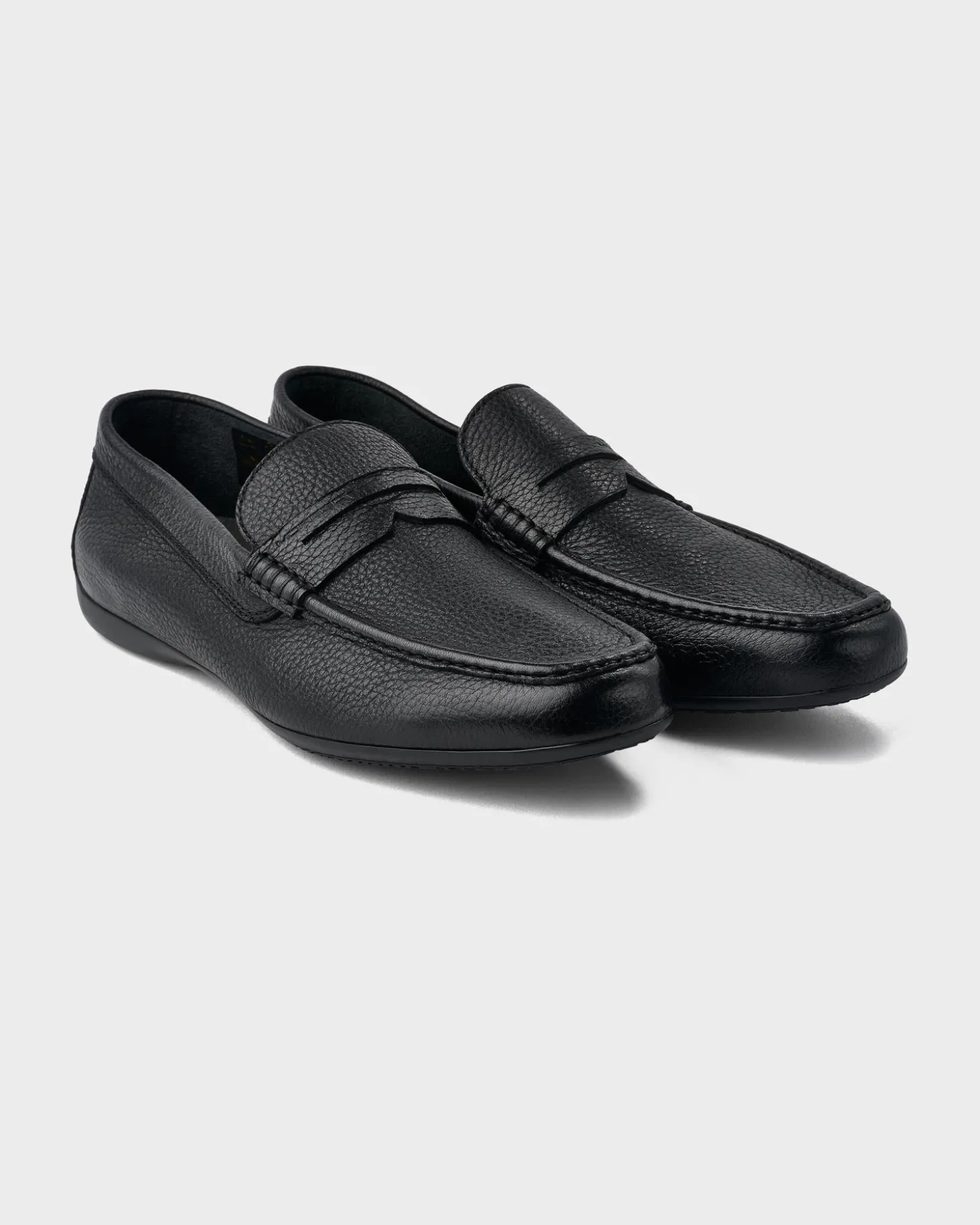 Black Minorca Pebbled Leather Loafer