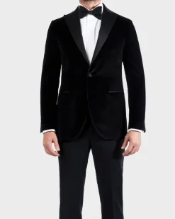 Black Peak Lapel Velvet Dinner Jacket