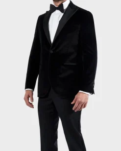 Black Peak Lapel Velvet Dinner Jacket