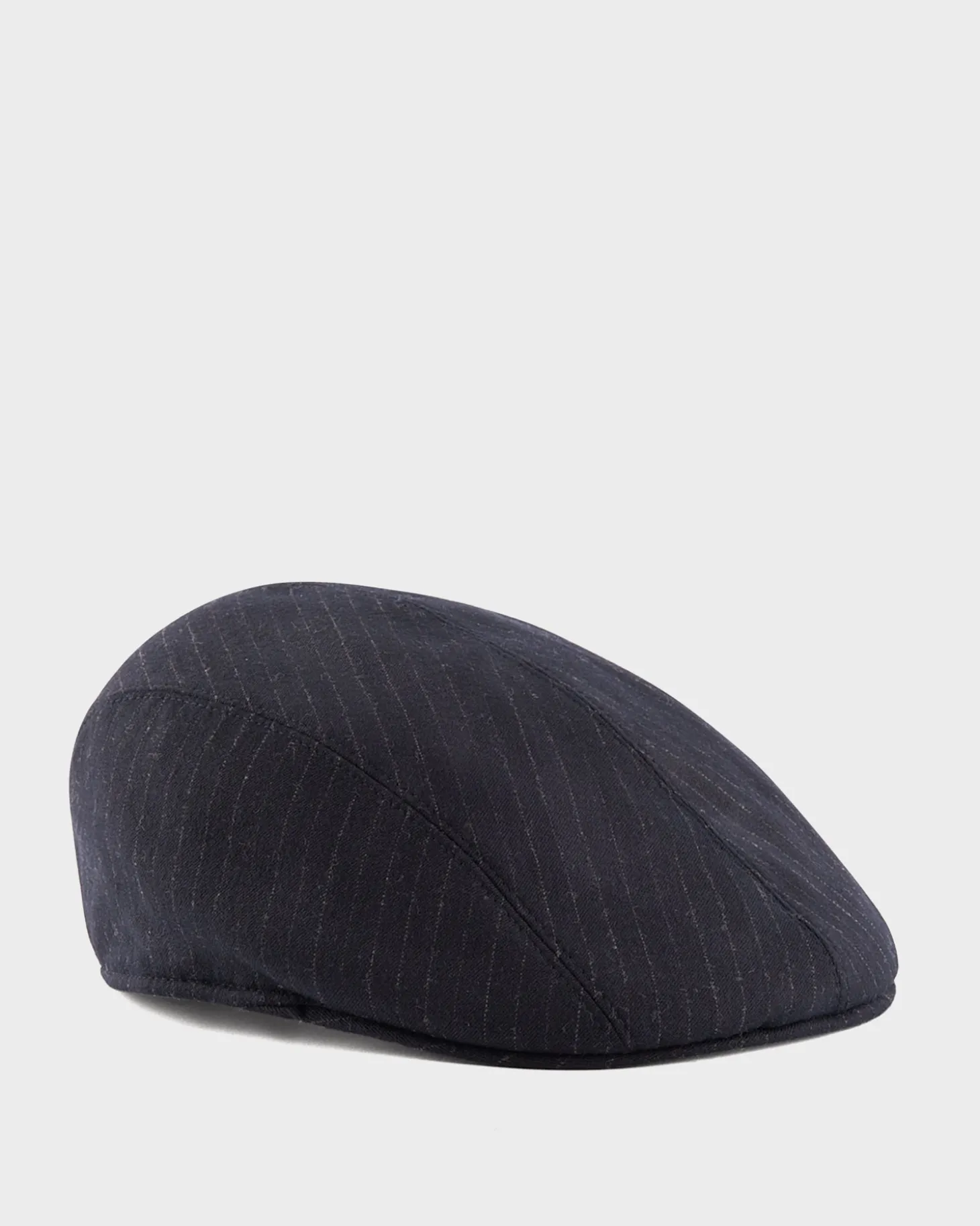 Black Pinstripe Baker Boy Wool Cap