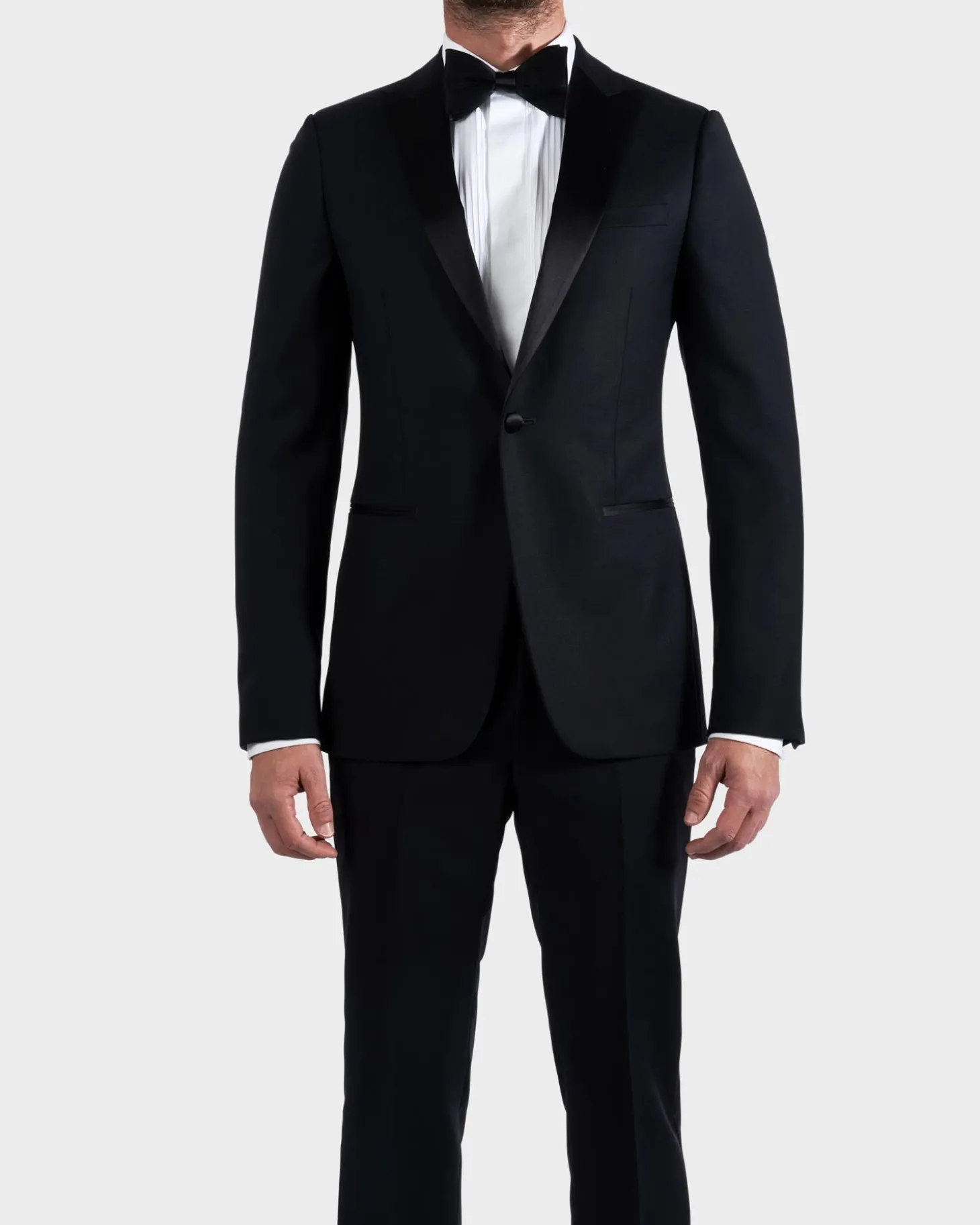 Black Pure Wool Peak Lapel Dinner Suit