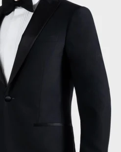 Black Pure Wool Peak Lapel Dinner Suit
