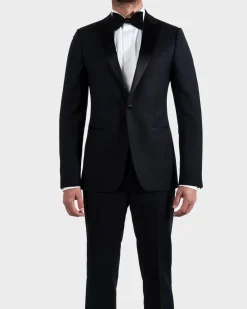 Black Pure Wool Peak Lapel Dinner Suit