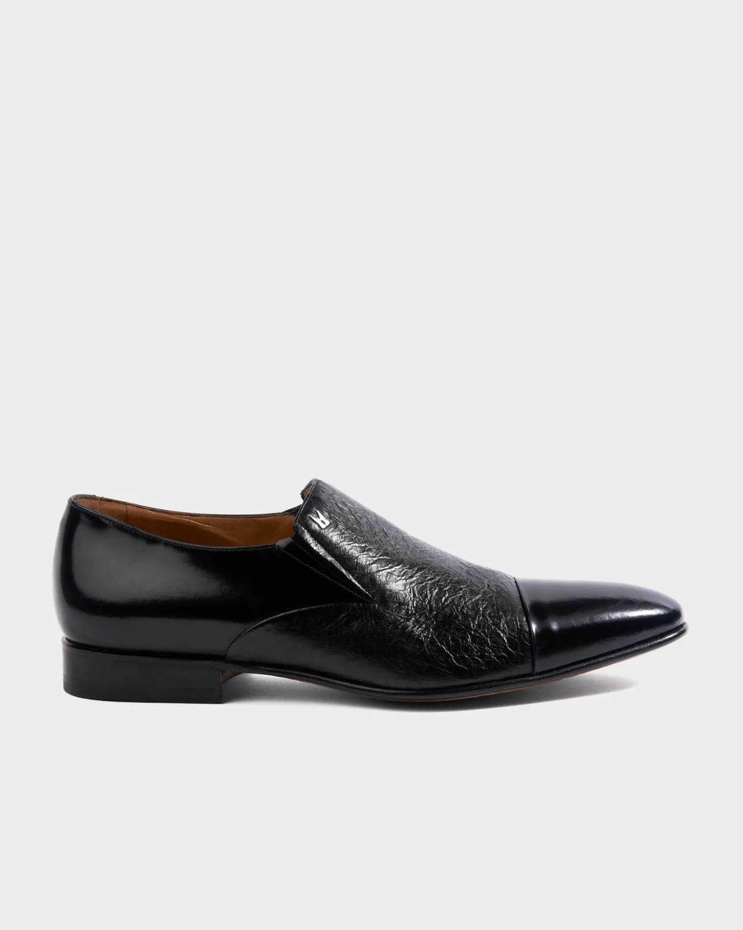 Black Rennes Brushed Calfskin Toe Cap Loafer